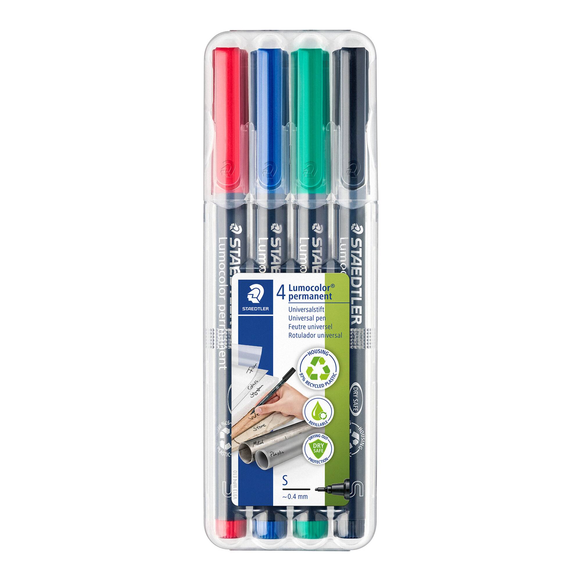 STAEDTLER® 0.4mm 4 Color Superfine Lumocolor Permanent Pen Set